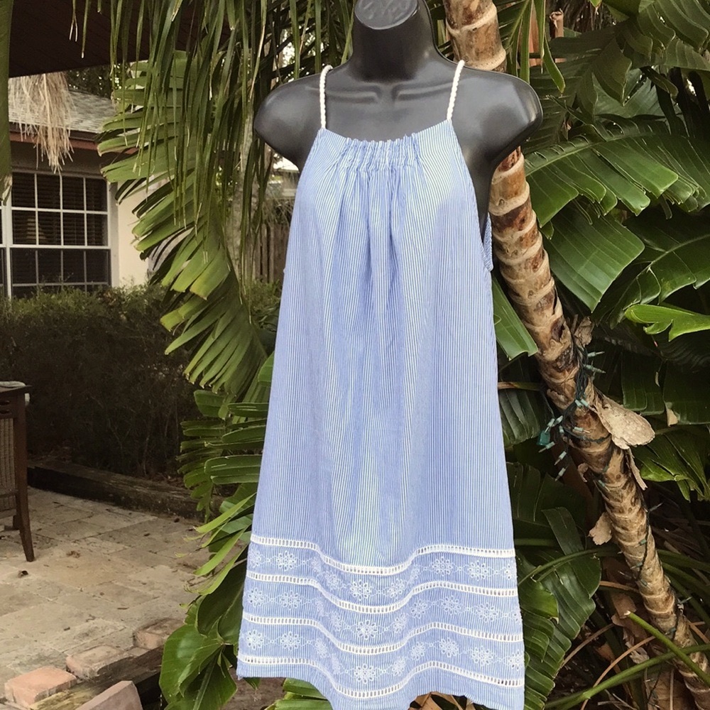 Vineyard vines halter luck striped eyelet dress